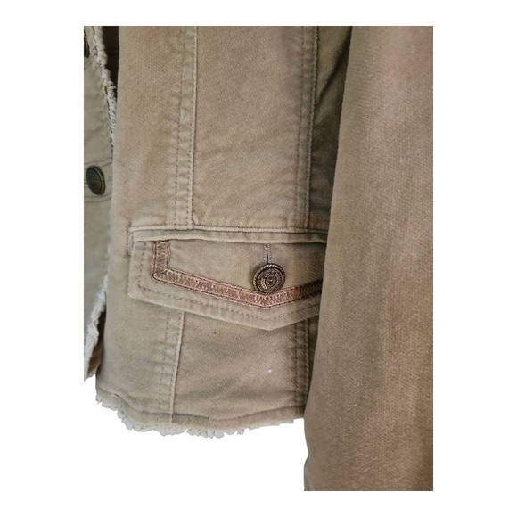 Vangie Signature Corduroy Blazer Jacket Size 22/24 | Tan Fuzzy Lined Western Y2K - Picture 3 of 7